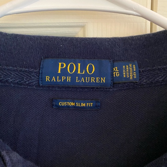 Navy blue polo by Ralph Lauren MENS XL custom slim fit - Picture 3 of 3